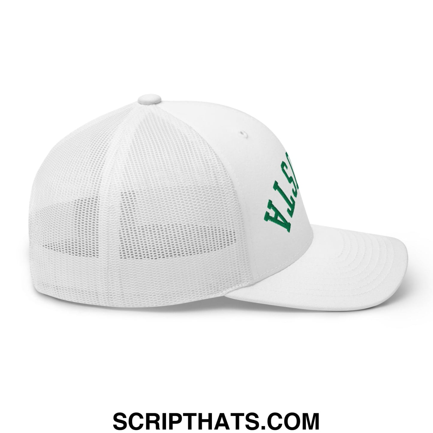 Upside Down Augusta Embroidered Golf Trucker Hat White