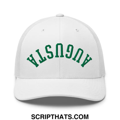 Upside Down Augusta Embroidered Golf Trucker Hat White