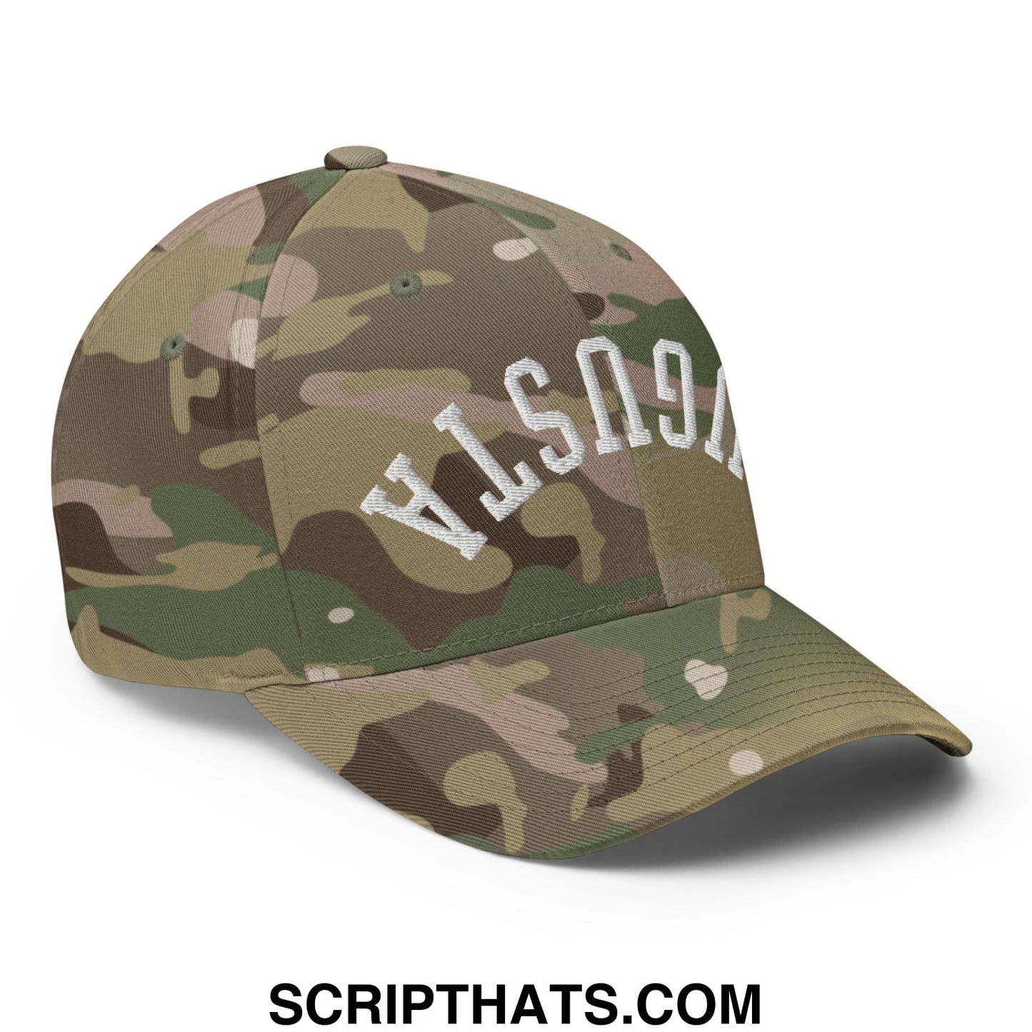 Upside Down Augusta Embroidered Stretch Fit Golf Hat Multicam Green