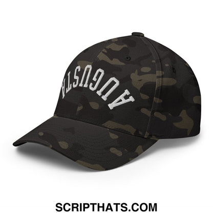 Upside Down Augusta Embroidered Stretch Fit Golf Hat Multicam Black