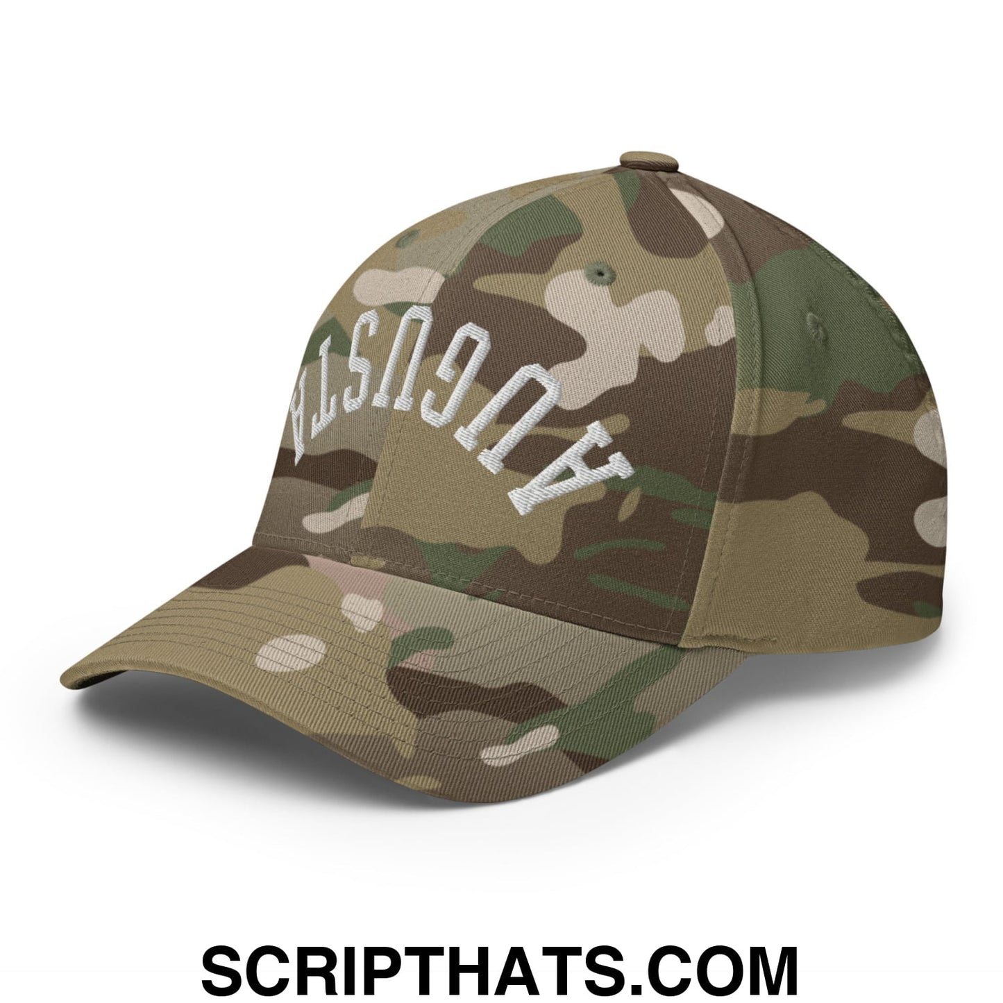 Upside Down Augusta Embroidered Stretch Fit Golf Hat Multicam Green