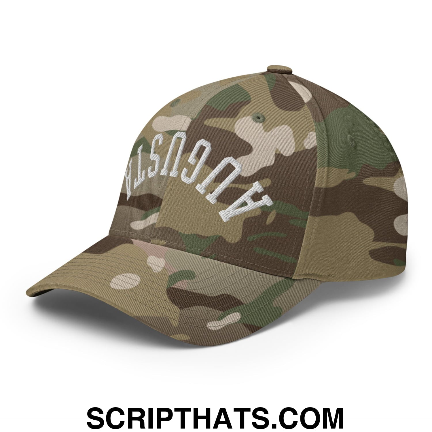 Upside Down Augusta Embroidered Stretch Fit Golf Hat Multicam Green