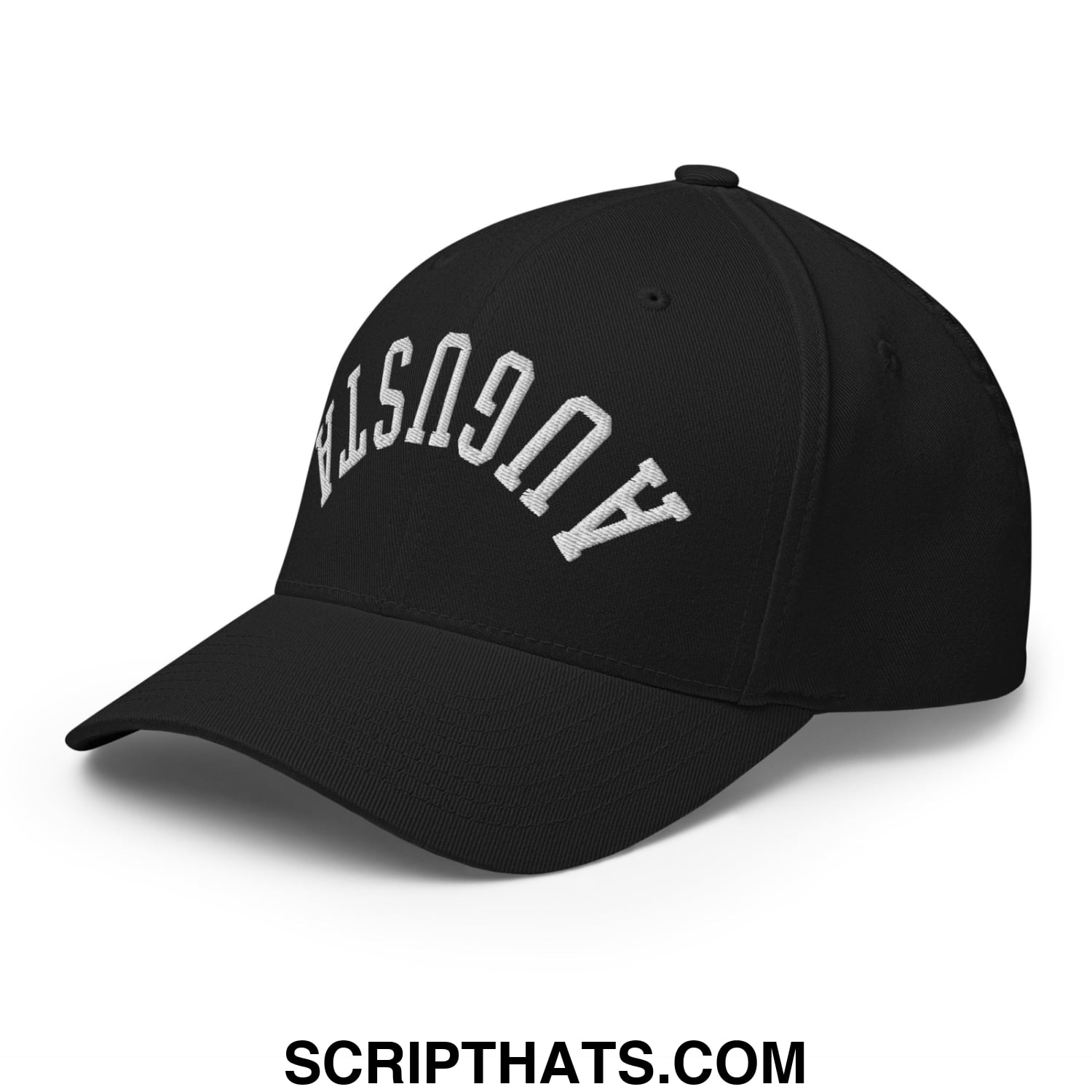 Upside Down Augusta Embroidered Stretch Fit Golf Hat Black