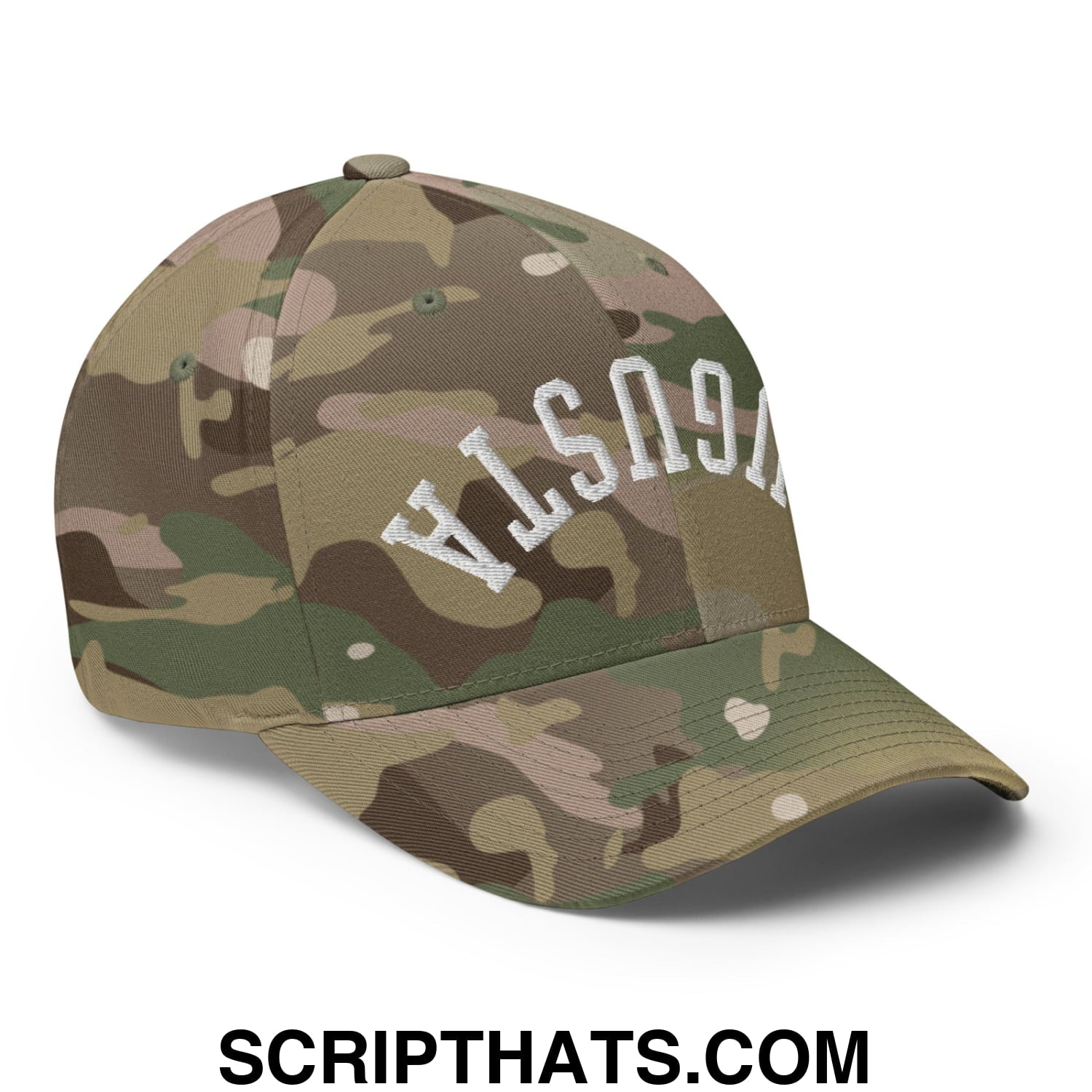 Upside Down Augusta Embroidered Stretch Fit Golf Hat Multicam Green