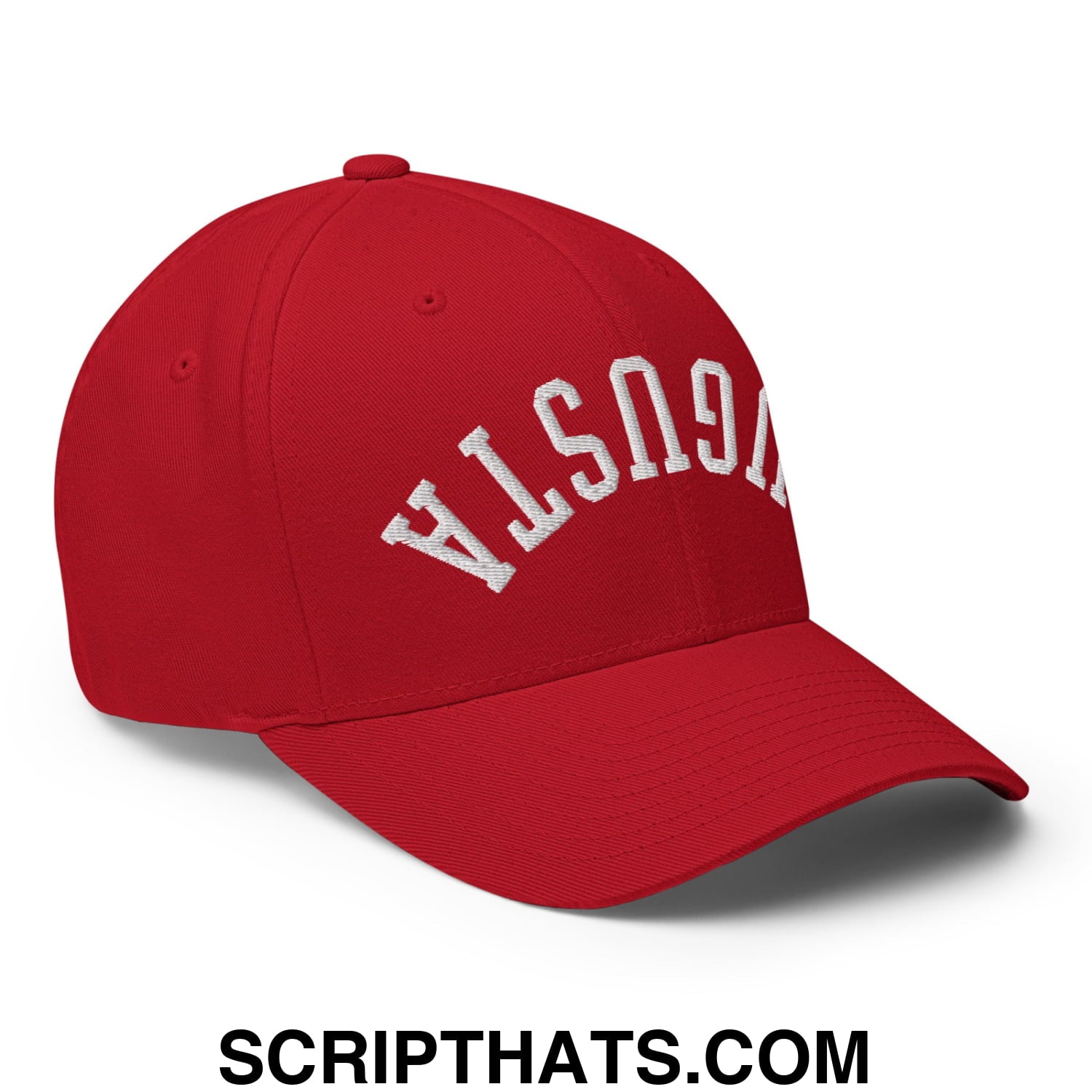 Upside Down Augusta Embroidered Stretch Fit Golf Hat Red
