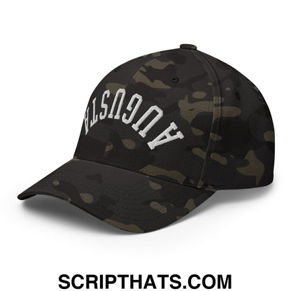 Upside Down Augusta Embroidered Stretch Fit Golf Hat Multicam Black