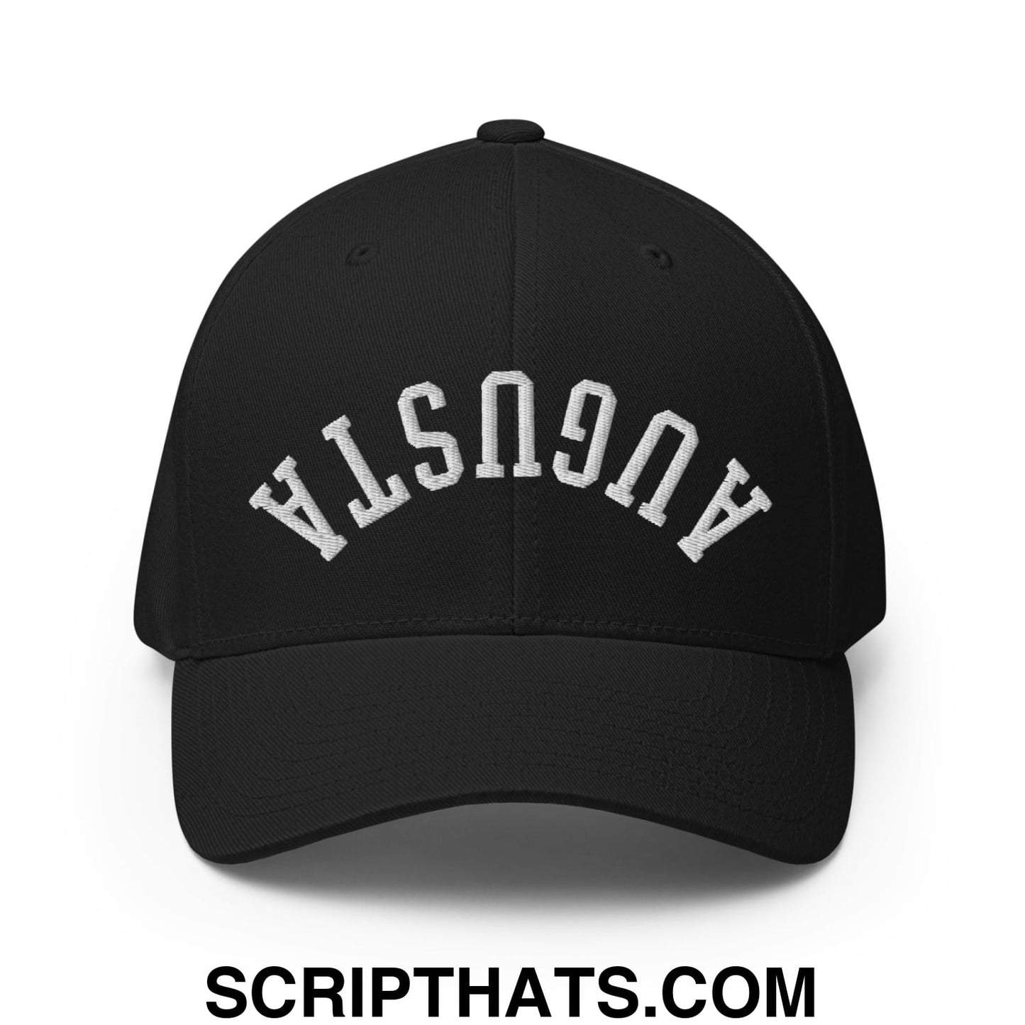 Upside Down Augusta Embroidered Stretch Fit Golf Hat Black