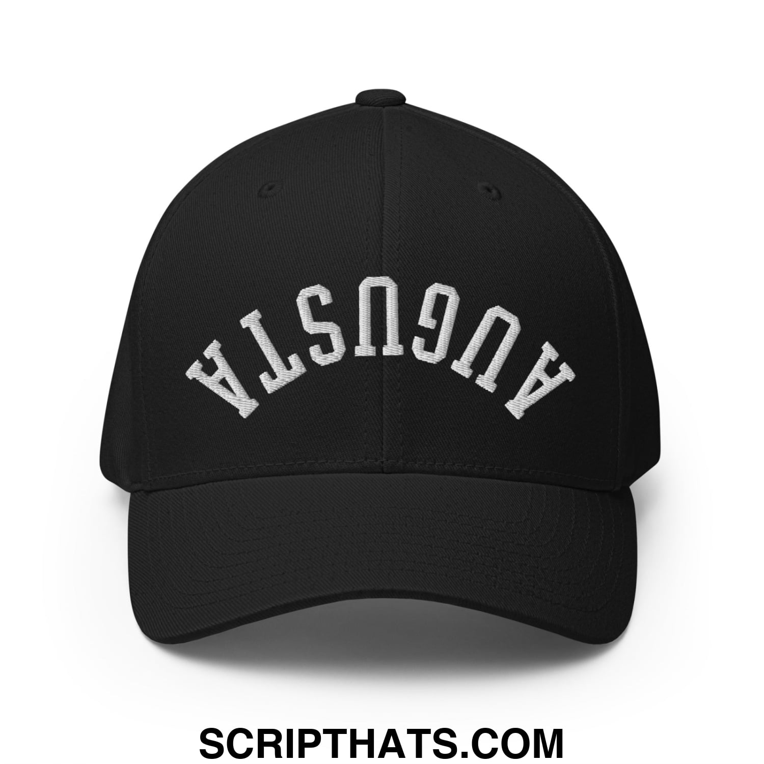Upside Down Augusta Embroidered Stretch Fit Golf Hat Black