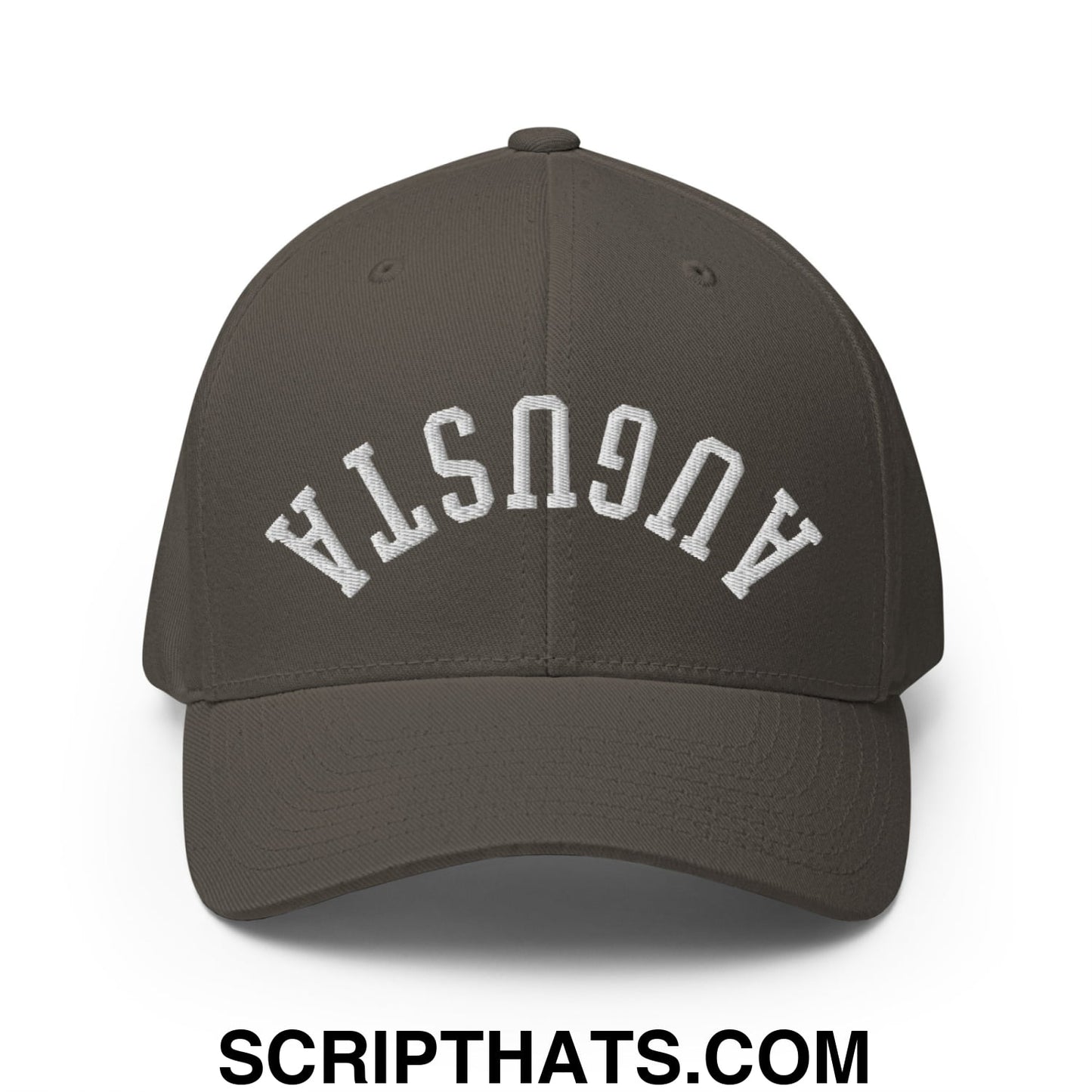 Upside Down Augusta Embroidered Stretch Fit Golf Hat Dark Grey