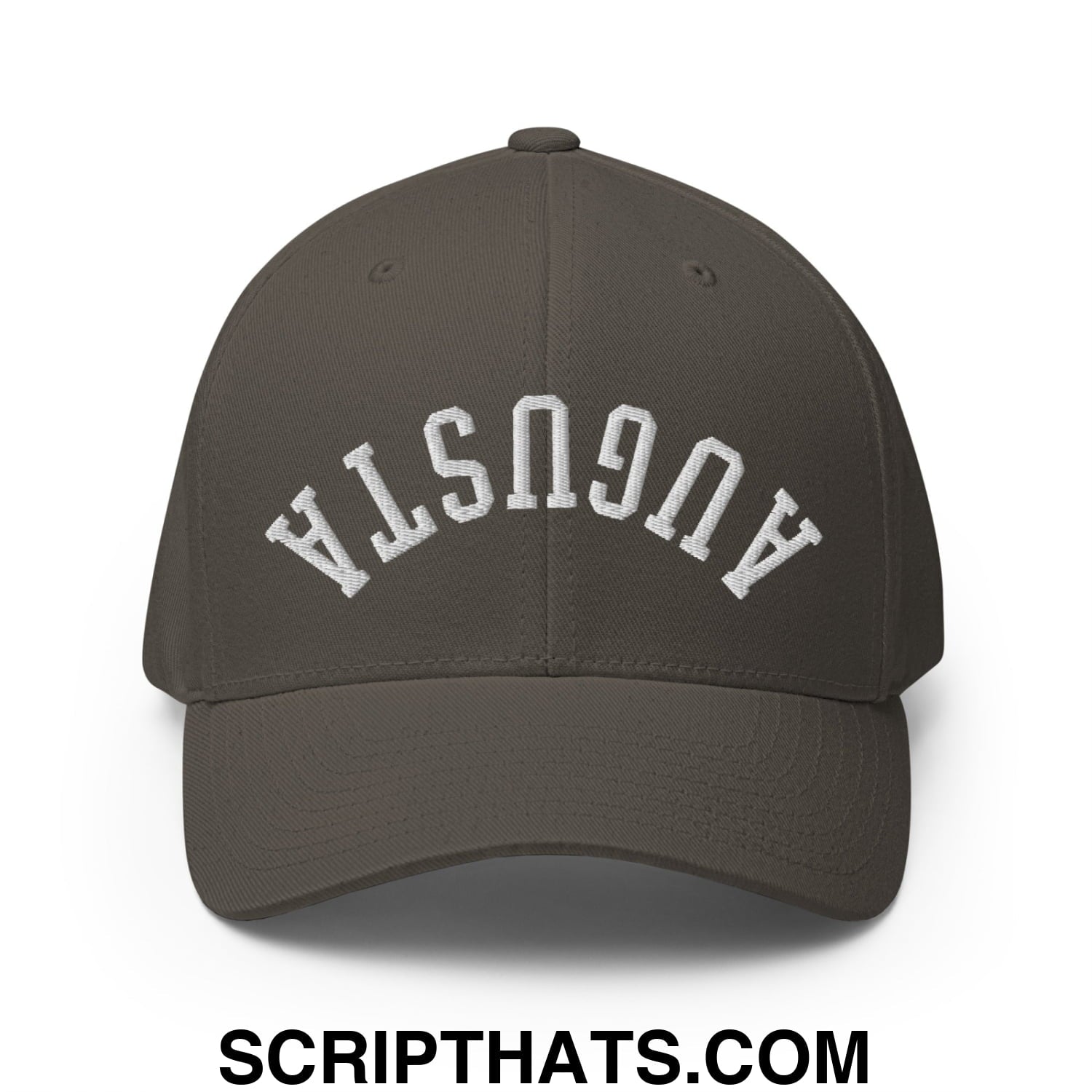 Upside Down Augusta Embroidered Stretch Fit Golf Hat Dark Grey