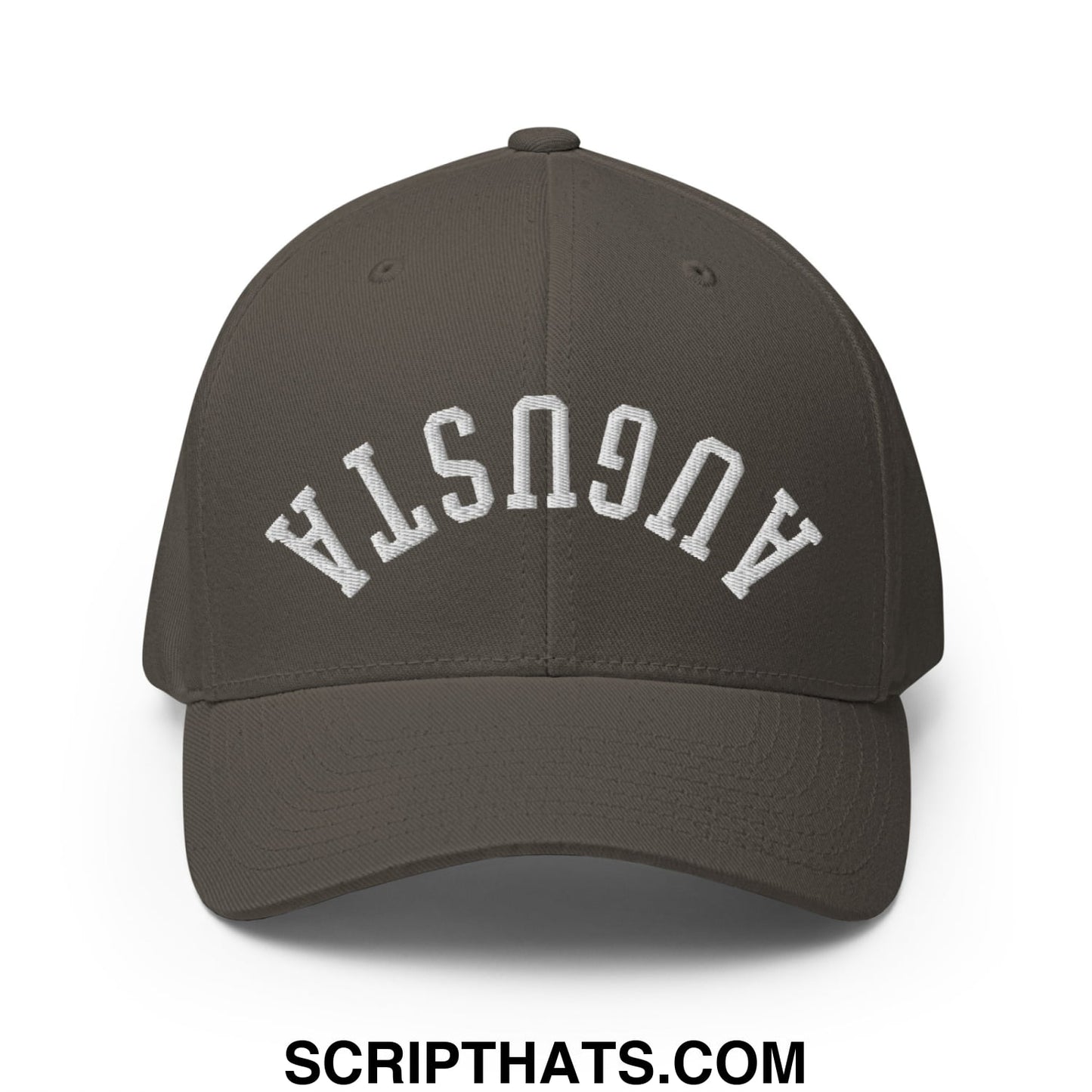 Upside Down Augusta Embroidered Stretch Fit Golf Hat Dark Grey