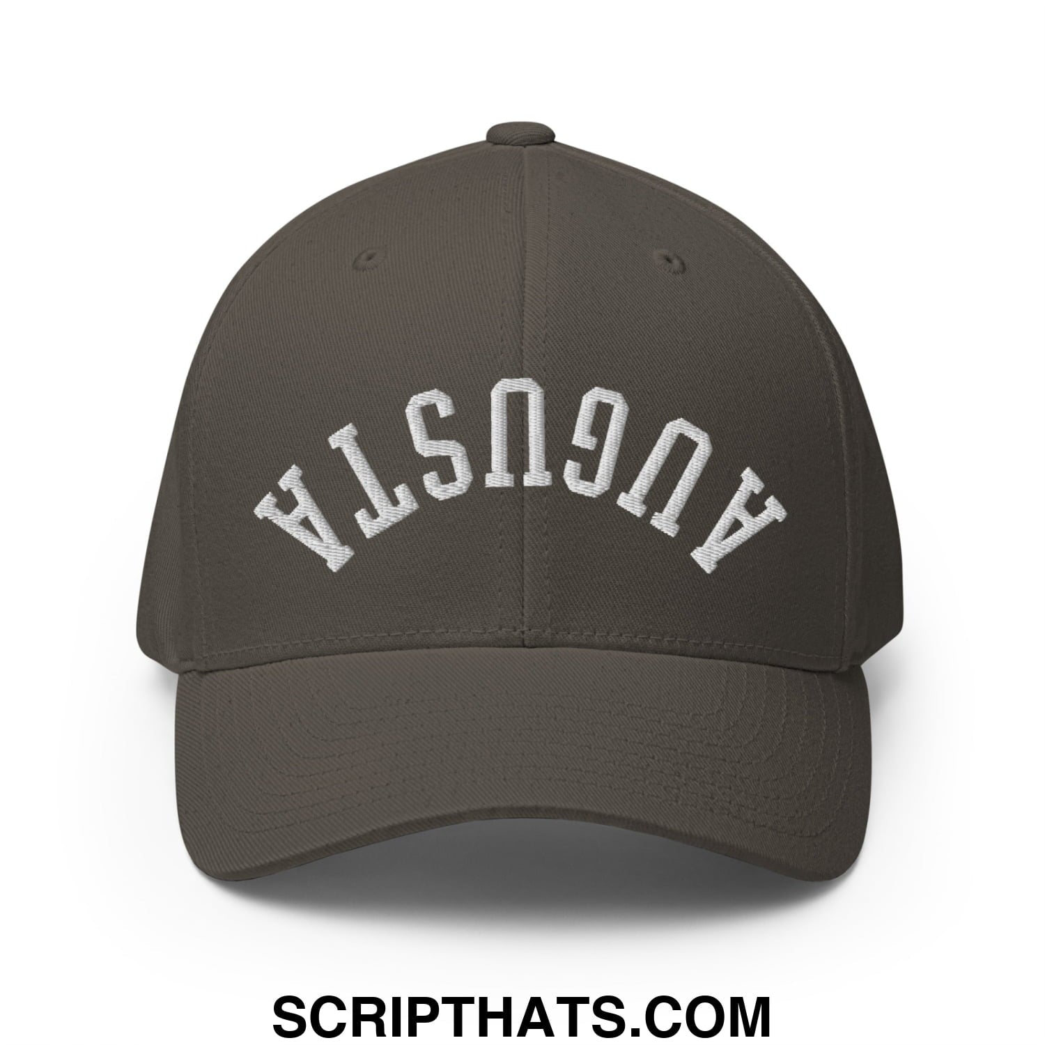 Upside Down Augusta Embroidered Stretch Fit Golf Hat Dark Grey