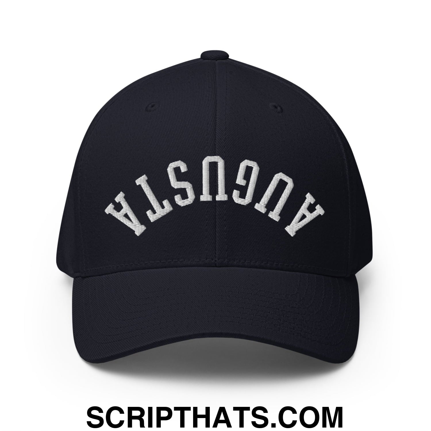 Upside Down Augusta Embroidered Stretch Fit Golf Hat Dark Navy