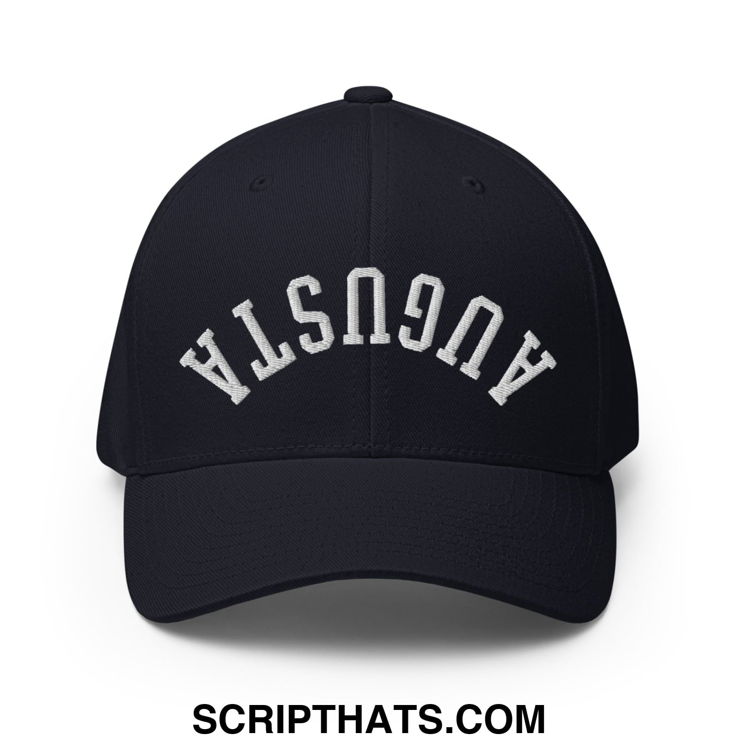 Upside Down Augusta Embroidered Stretch Fit Golf Hat Dark Navy