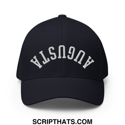 Upside Down Augusta Embroidered Stretch Fit Golf Hat Dark Navy