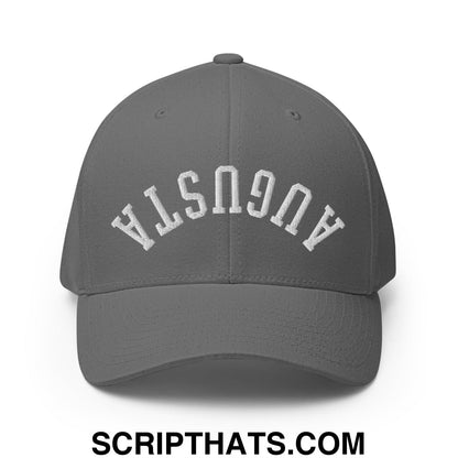 Upside Down Augusta Embroidered Stretch Fit Golf Hat Grey