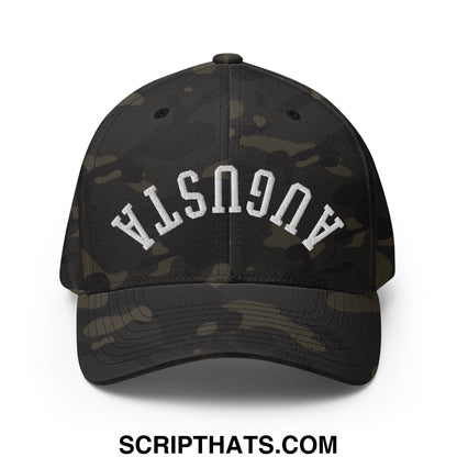 Upside Down Augusta Embroidered Stretch Fit Golf Hat Multicam Black