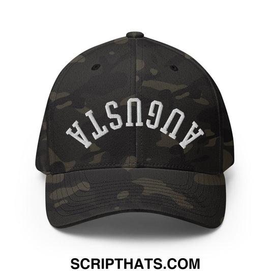 Upside Down Augusta Embroidered Stretch Fit Golf Hat Multicam Black