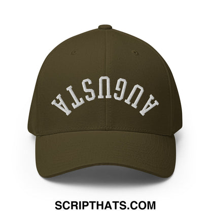 Upside Down Augusta Embroidered Stretch Fit Golf Hat Olive