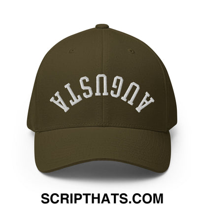 Upside Down Augusta Embroidered Stretch Fit Golf Hat Olive