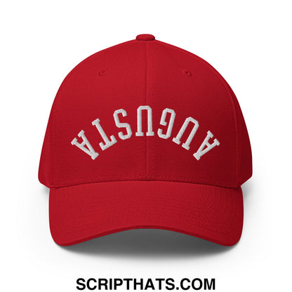 Upside Down Augusta Embroidered Stretch Fit Golf Hat Red