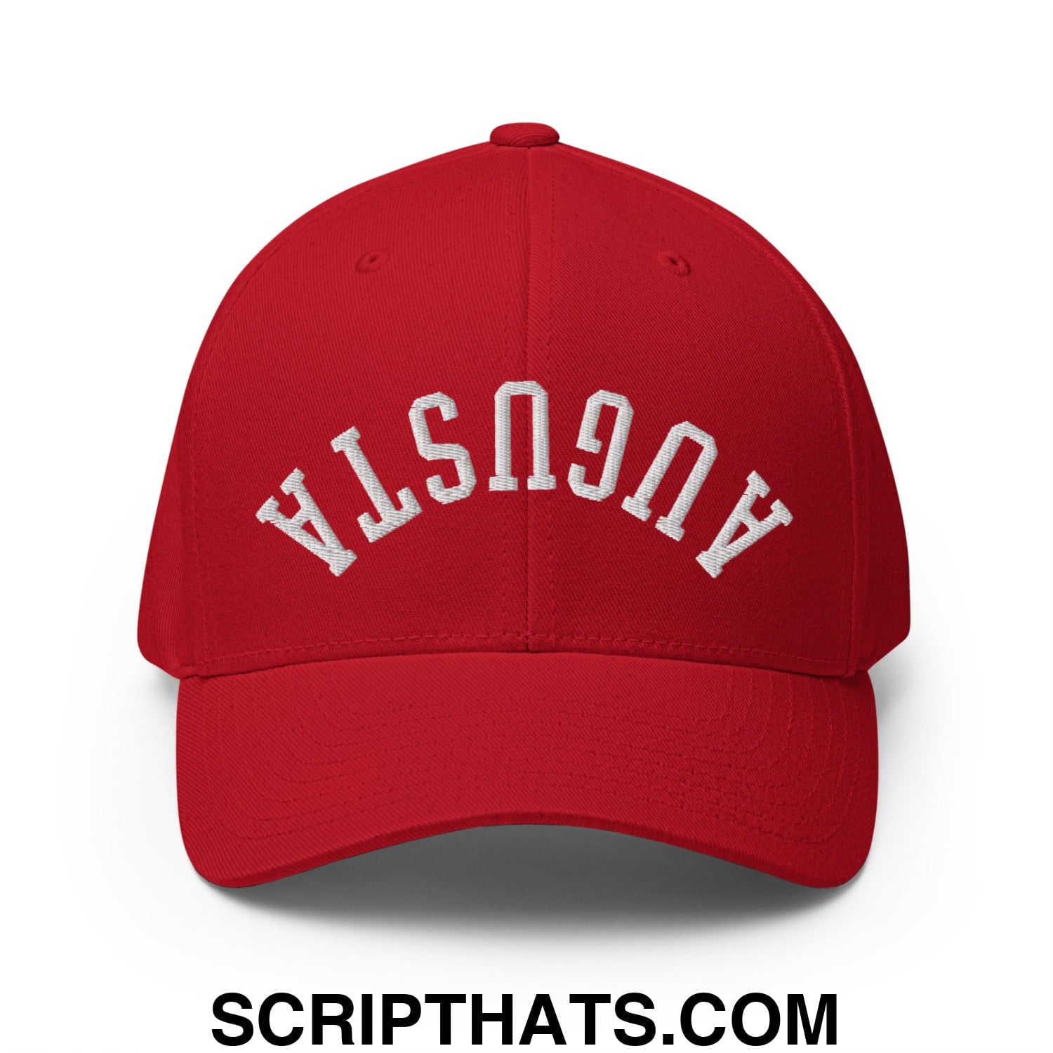 Upside Down Augusta Embroidered Stretch Fit Golf Hat Red