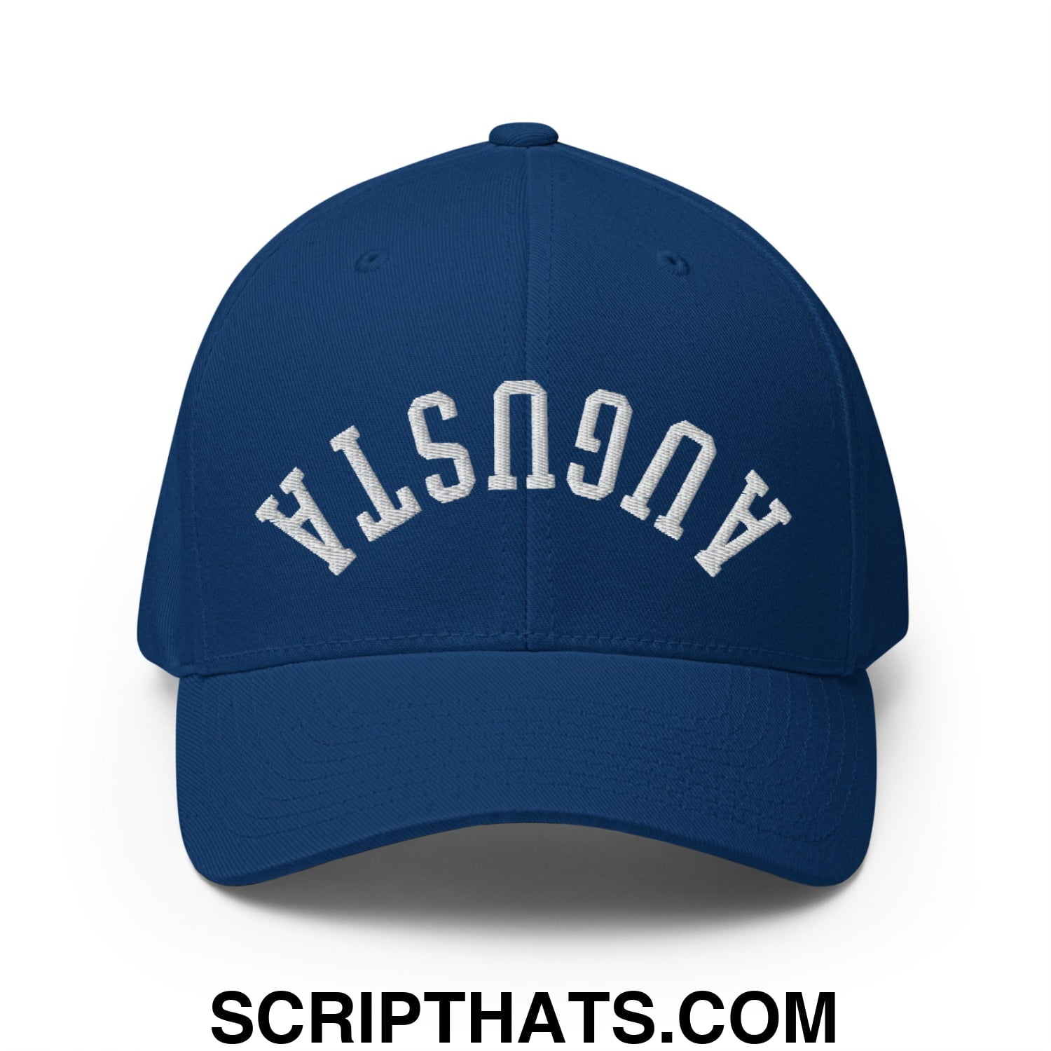 Upside Down Augusta Embroidered Stretch Fit Golf Hat Royal Blue