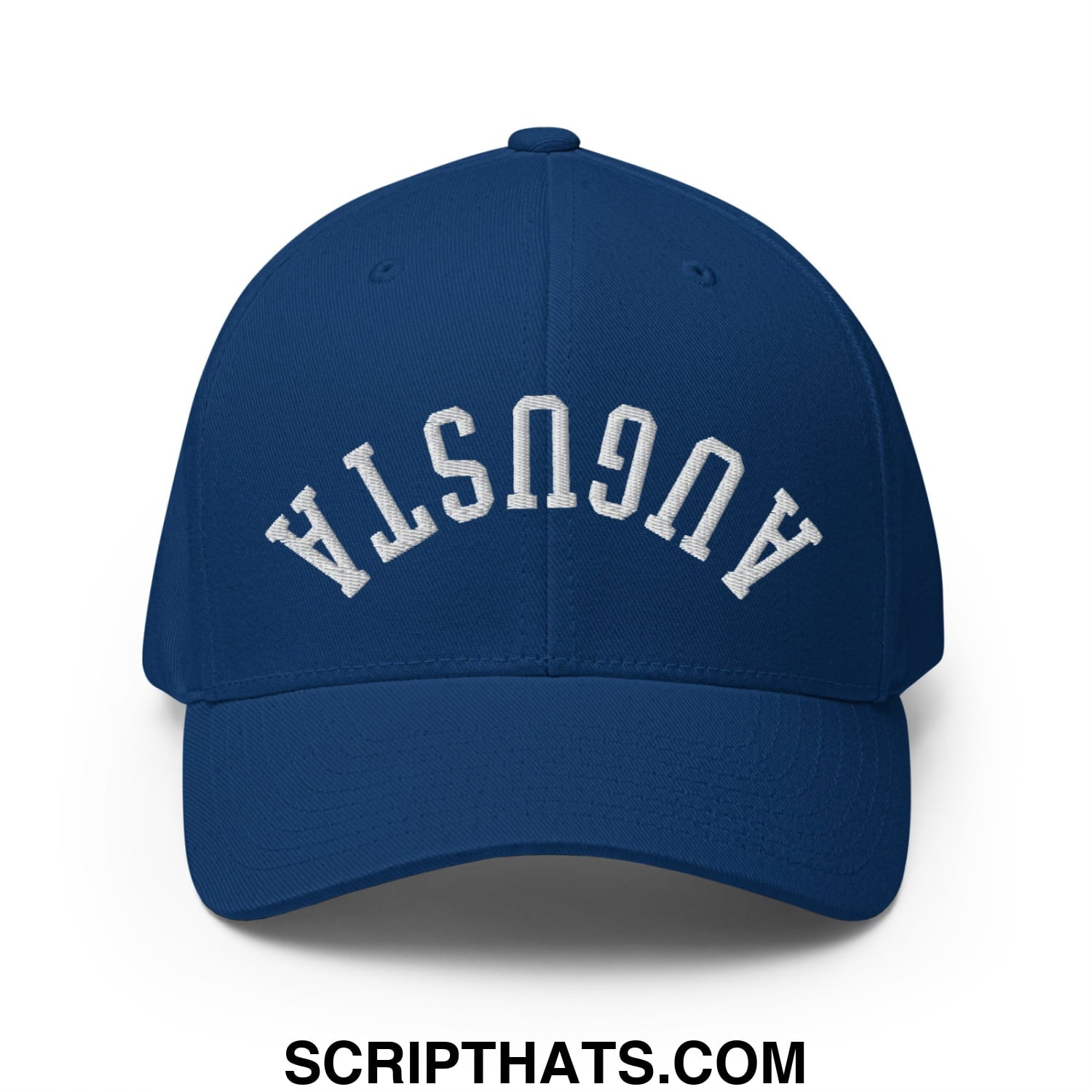 Upside Down Augusta Embroidered Stretch Fit Golf Hat Royal Blue