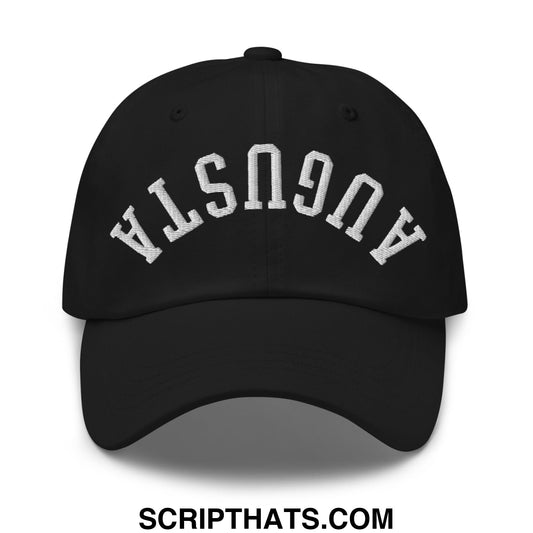Upside Down Augusta Embroidered Unstructured Golf Dad Hat Black