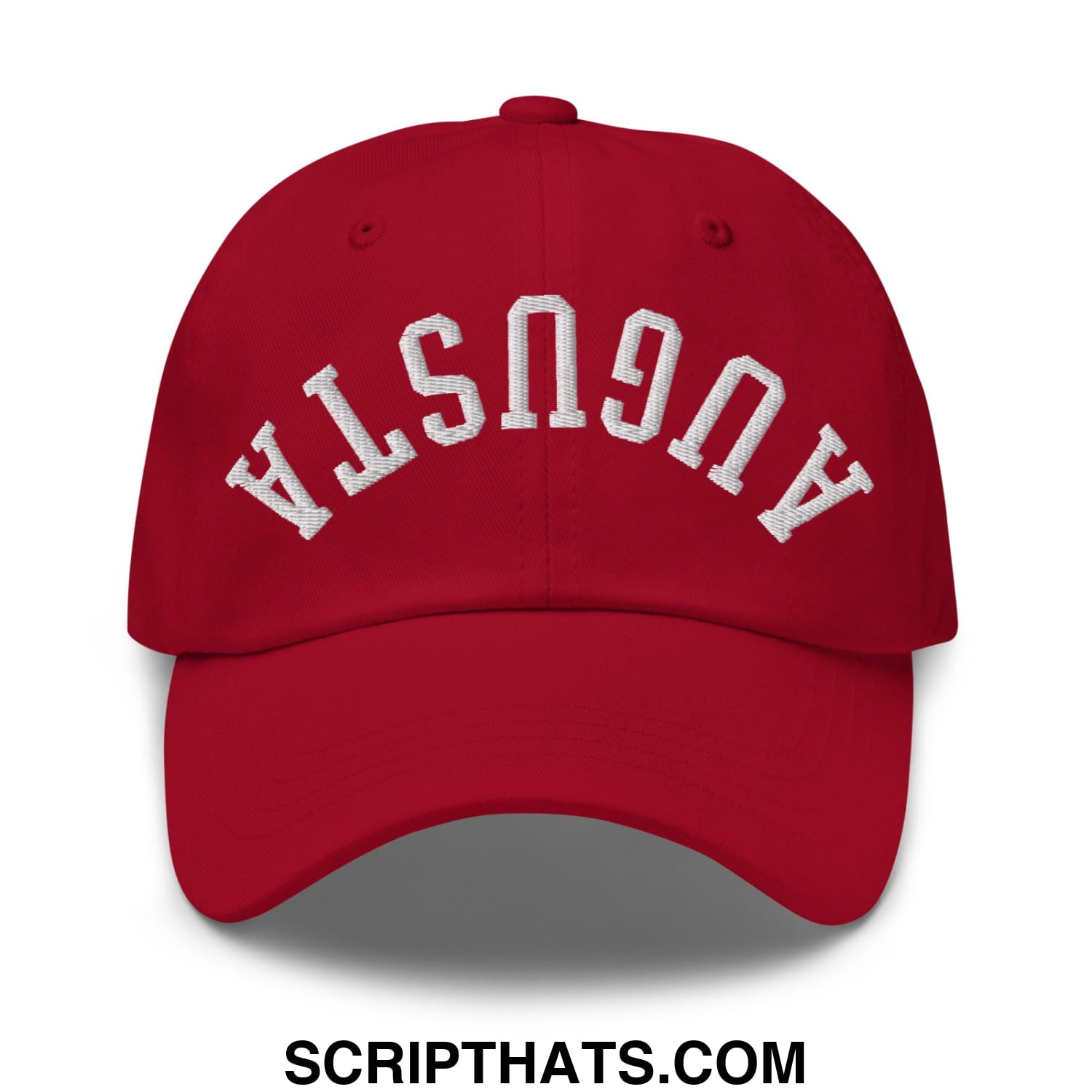 Upside Down Augusta Embroidered Unstructured Golf Dad Hat Cranberry