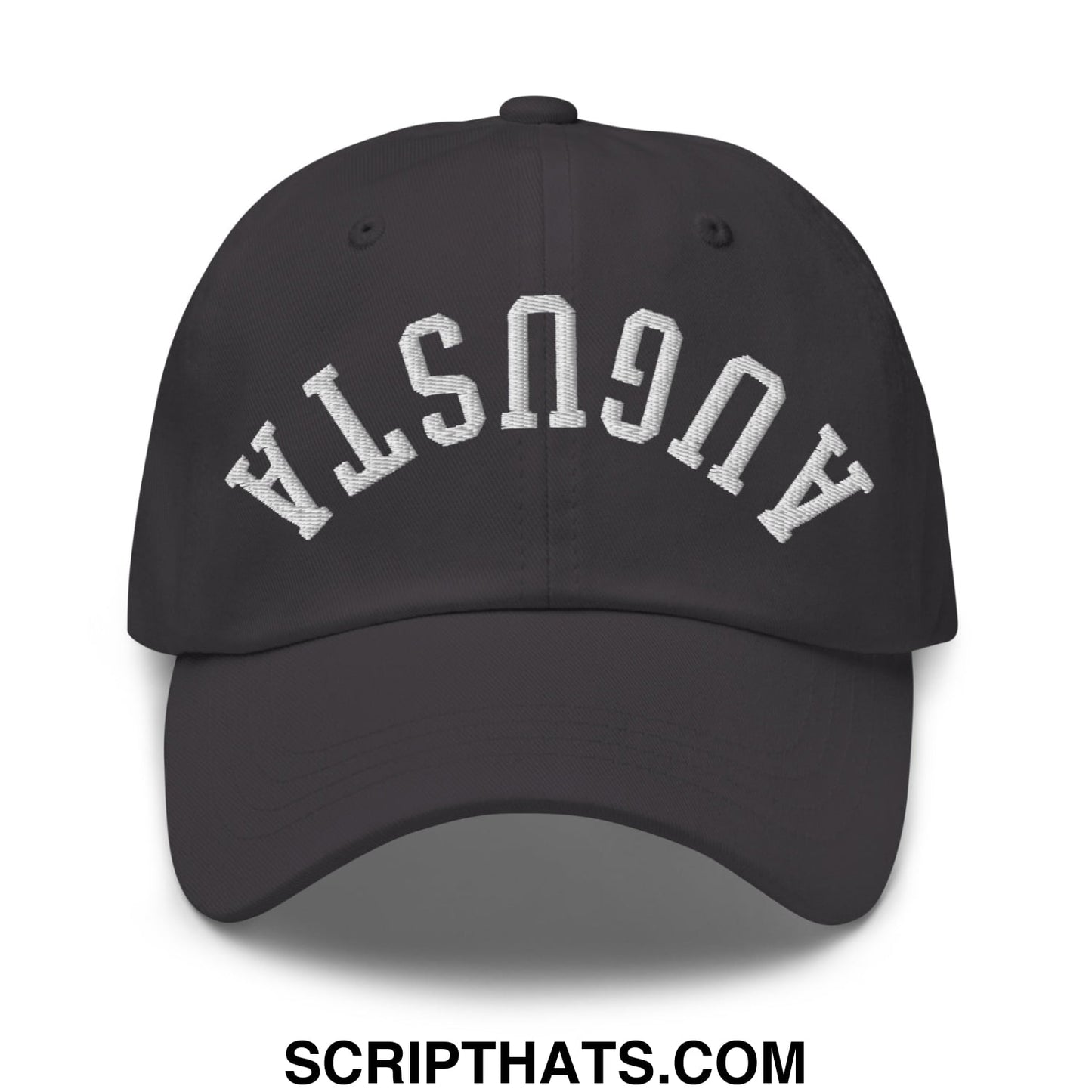 Upside Down Augusta Embroidered Unstructured Golf Dad Hat Dark Grey