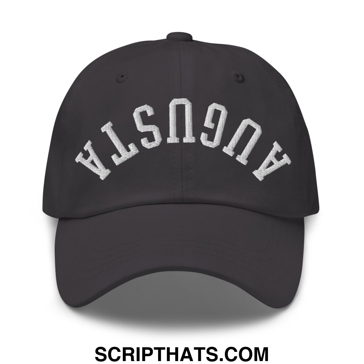 Upside Down Augusta Embroidered Unstructured Golf Dad Hat Dark Grey