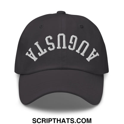 Upside Down Augusta Embroidered Unstructured Golf Dad Hat Dark Grey