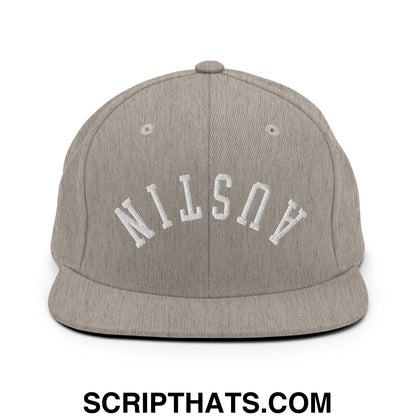 Upside Down Austin Embroidered Flat Bill Brim Snapback Hat Heather Grey