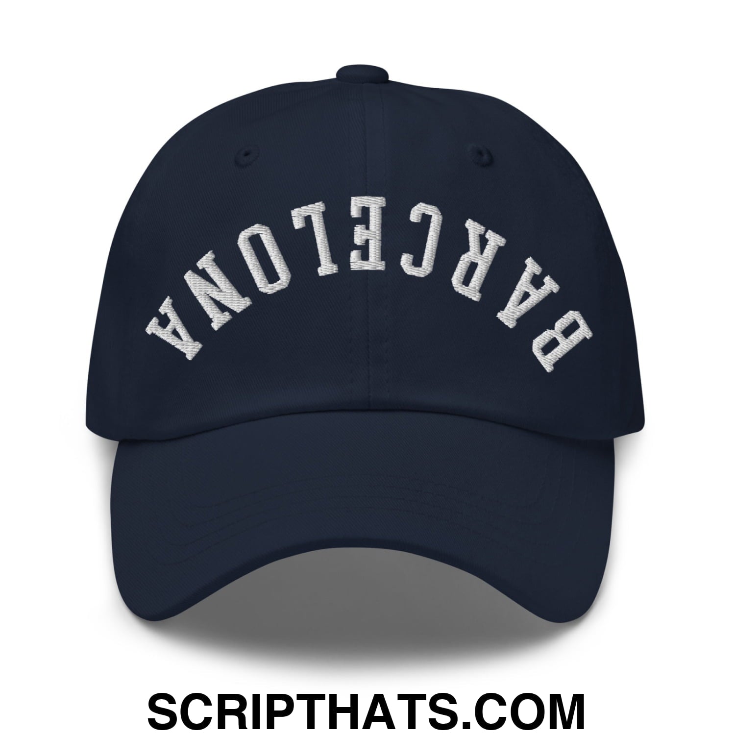 Upside Down Barcelona Embroidered Unstructured Dad Hat Navy