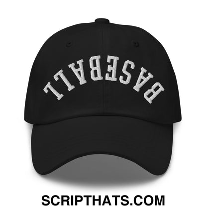 Upside Down Baseball Embroidered Unstructured Dad Hat Black