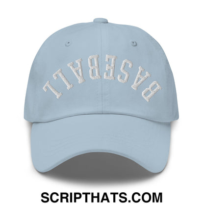 Upside Down Baseball Embroidered Unstructured Dad Hat Light Blue