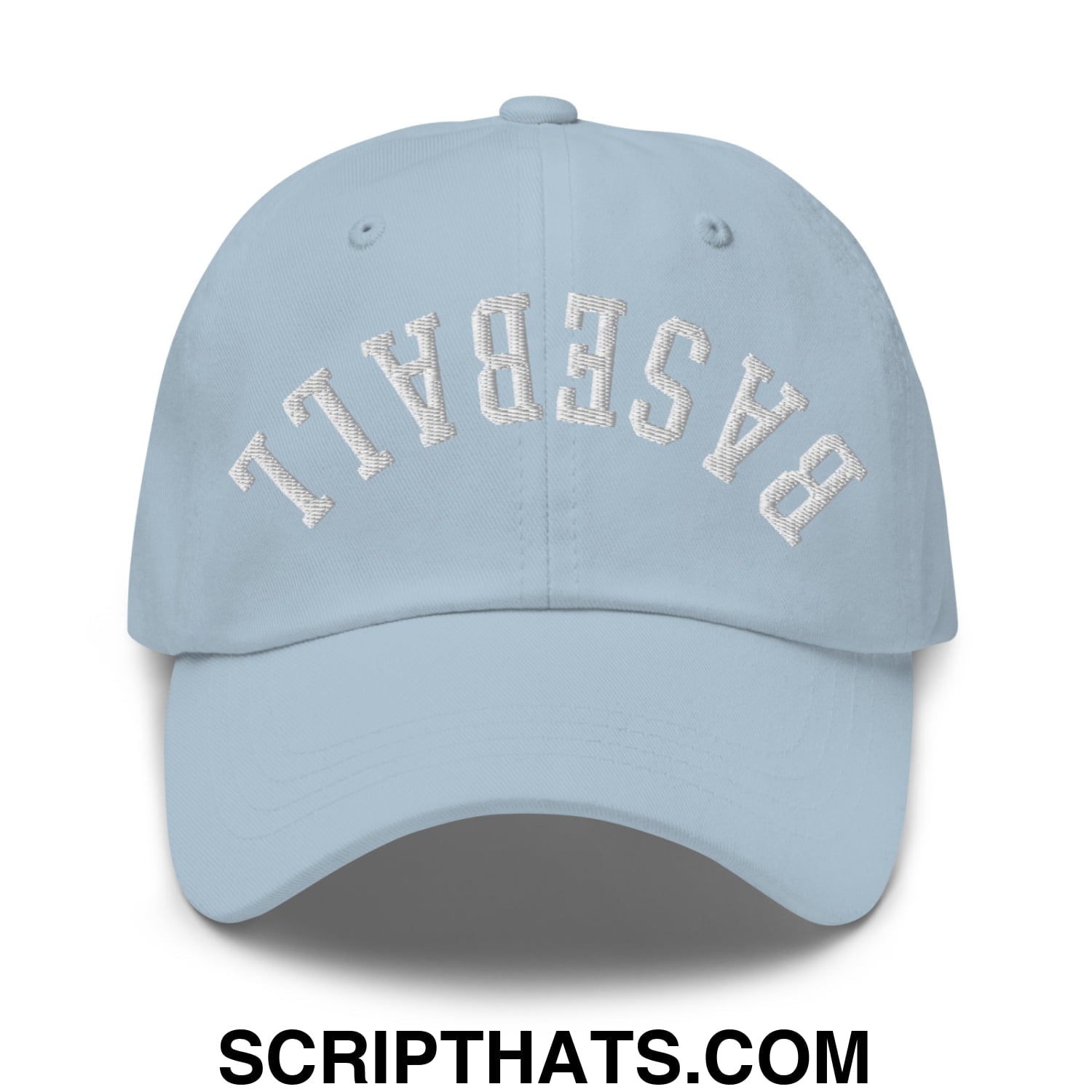 Upside Down Baseball Embroidered Unstructured Dad Hat Light Blue