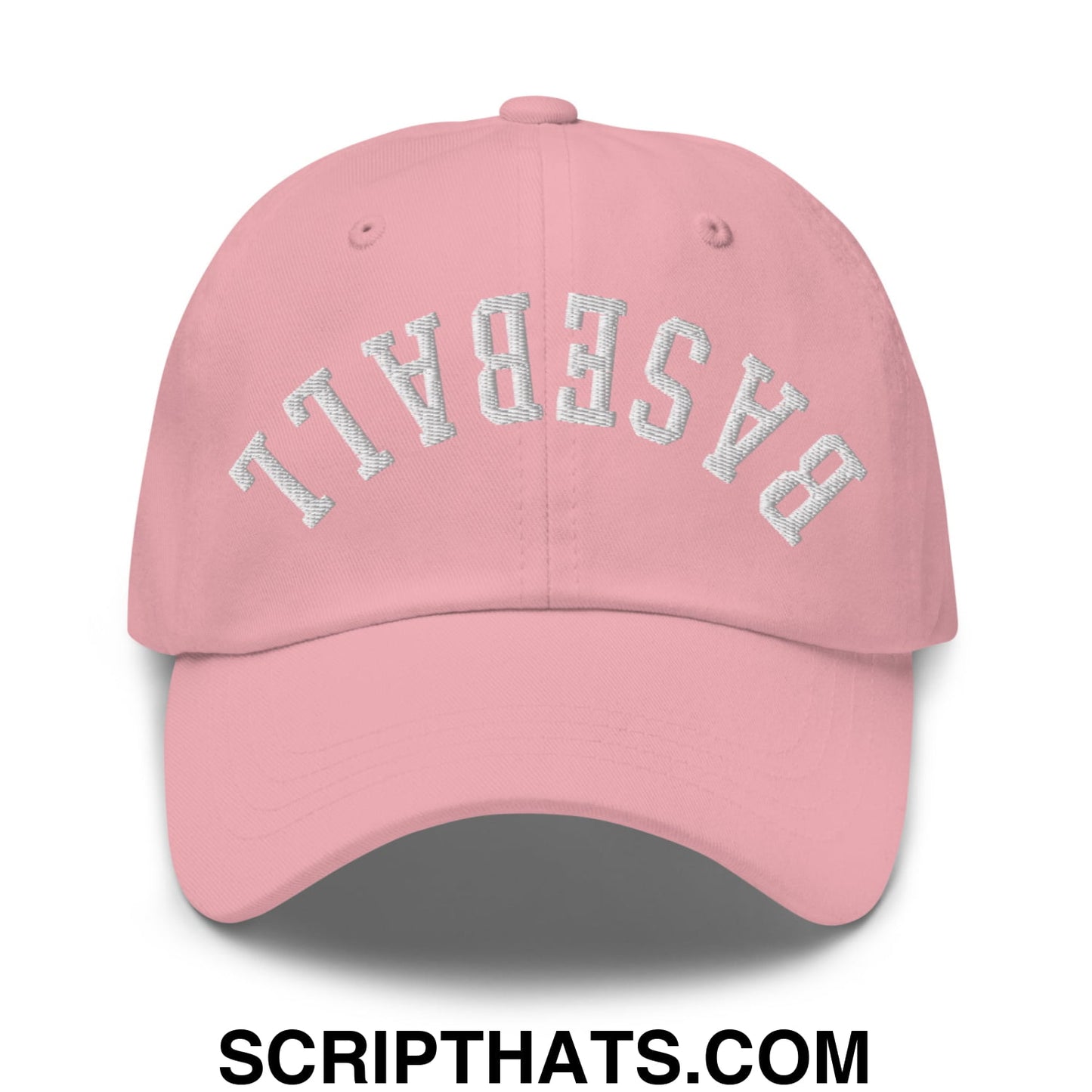 Upside Down Baseball Embroidered Unstructured Dad Hat Pink