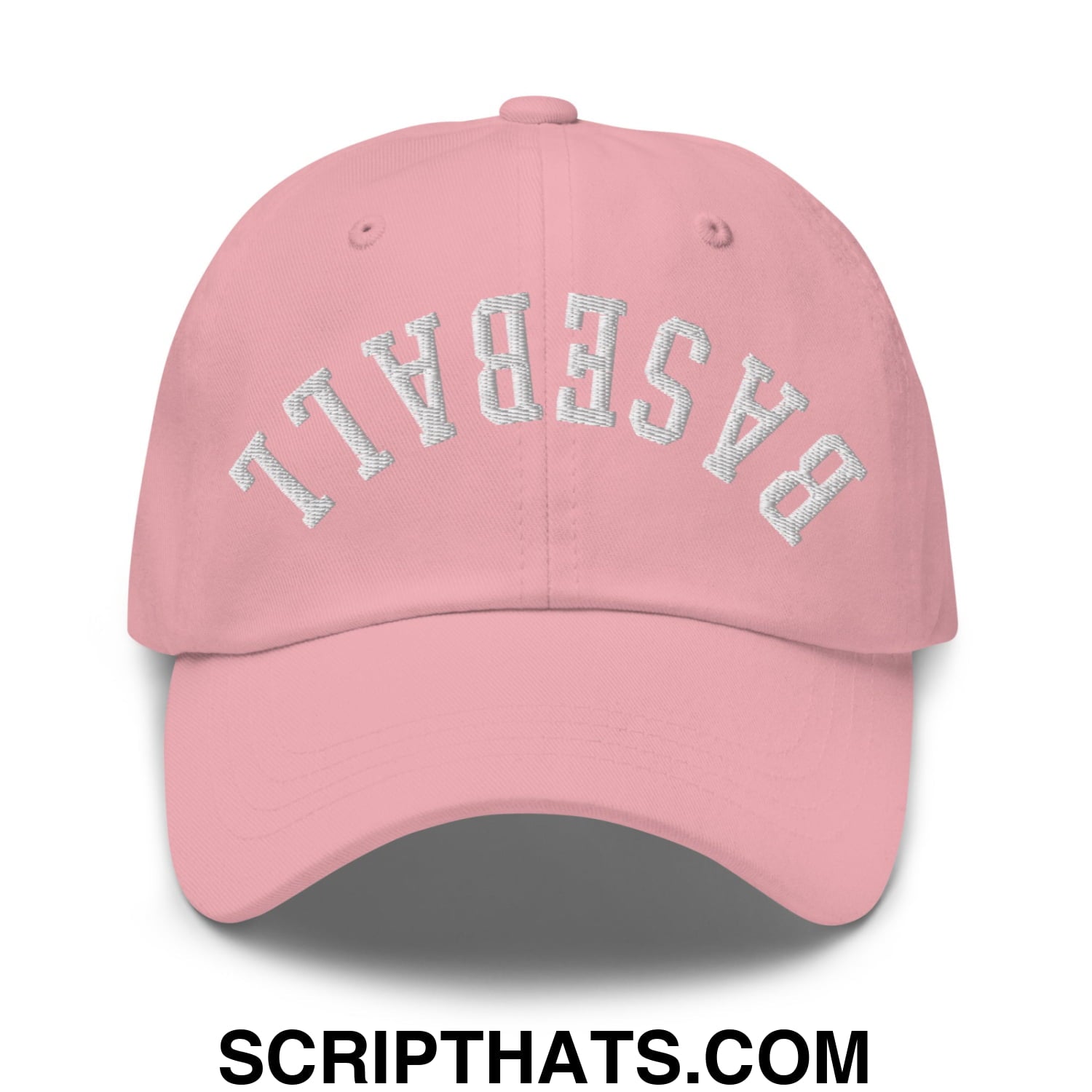 Upside Down Baseball Embroidered Unstructured Dad Hat Pink