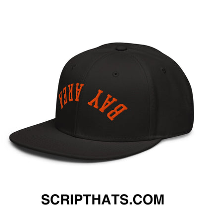 Upside Down Bay Area Baseball Embroidered Flat Brim Bill Snapback Hat Black