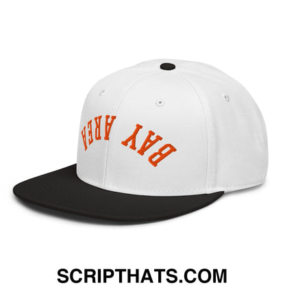 Upside Down Bay Area Baseball Embroidered Flat Brim Bill Snapback Hat Black White White