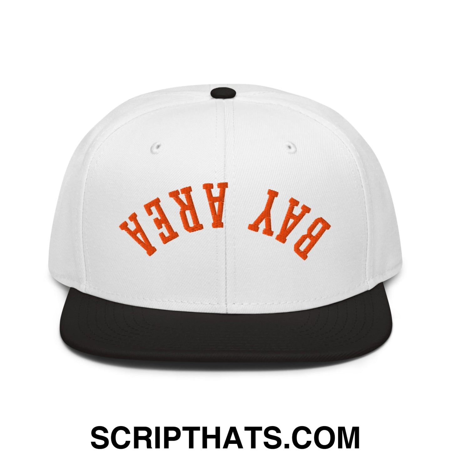 Upside Down Bay Area Baseball Embroidered Flat Brim Bill Snapback Hat Black White White