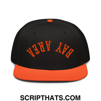 Upside Down Bay Area Baseball Embroidered Flat Brim Bill Snapback Hat Orange Black Black