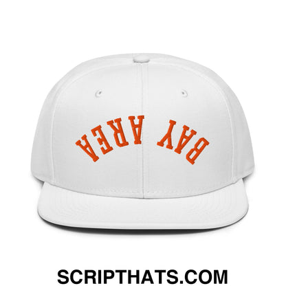 Upside Down Bay Area Baseball Embroidered Flat Brim Bill Snapback Hat White