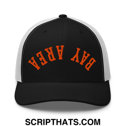 Upside Down Bay Area Baseball Embroidered Mesh Trucker Hat Black White