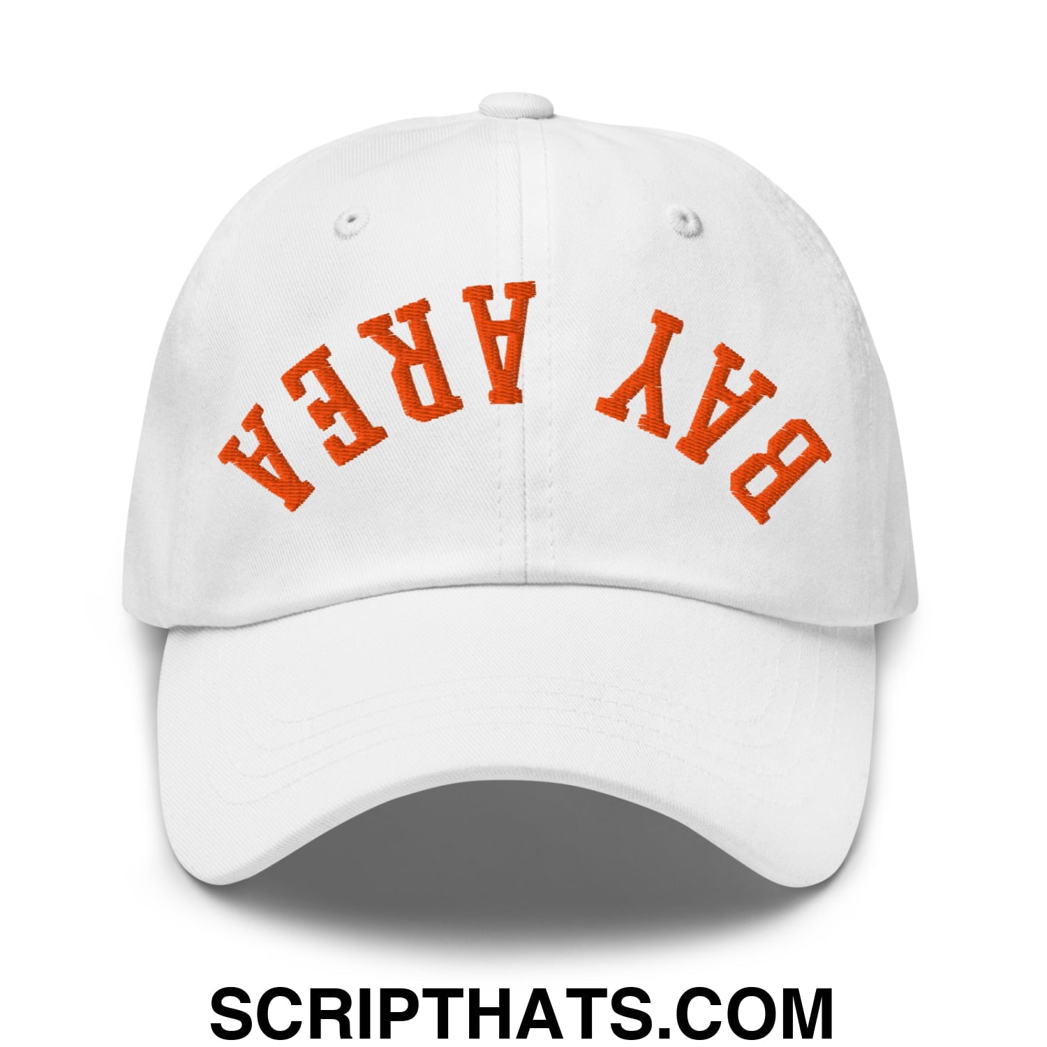 Upside Down Bay Area Baseball Embroidered Unstructured Dad Hat White