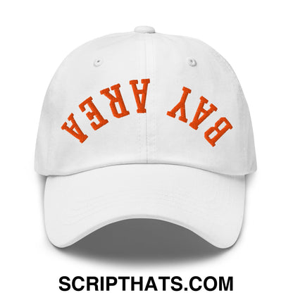 Upside Down Bay Area Baseball Embroidered Unstructured Dad Hat White