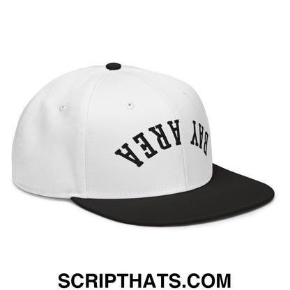 Upside Down Bay Area Basketball Embroidered Flat Brim Bill Snapback Hat Black White White