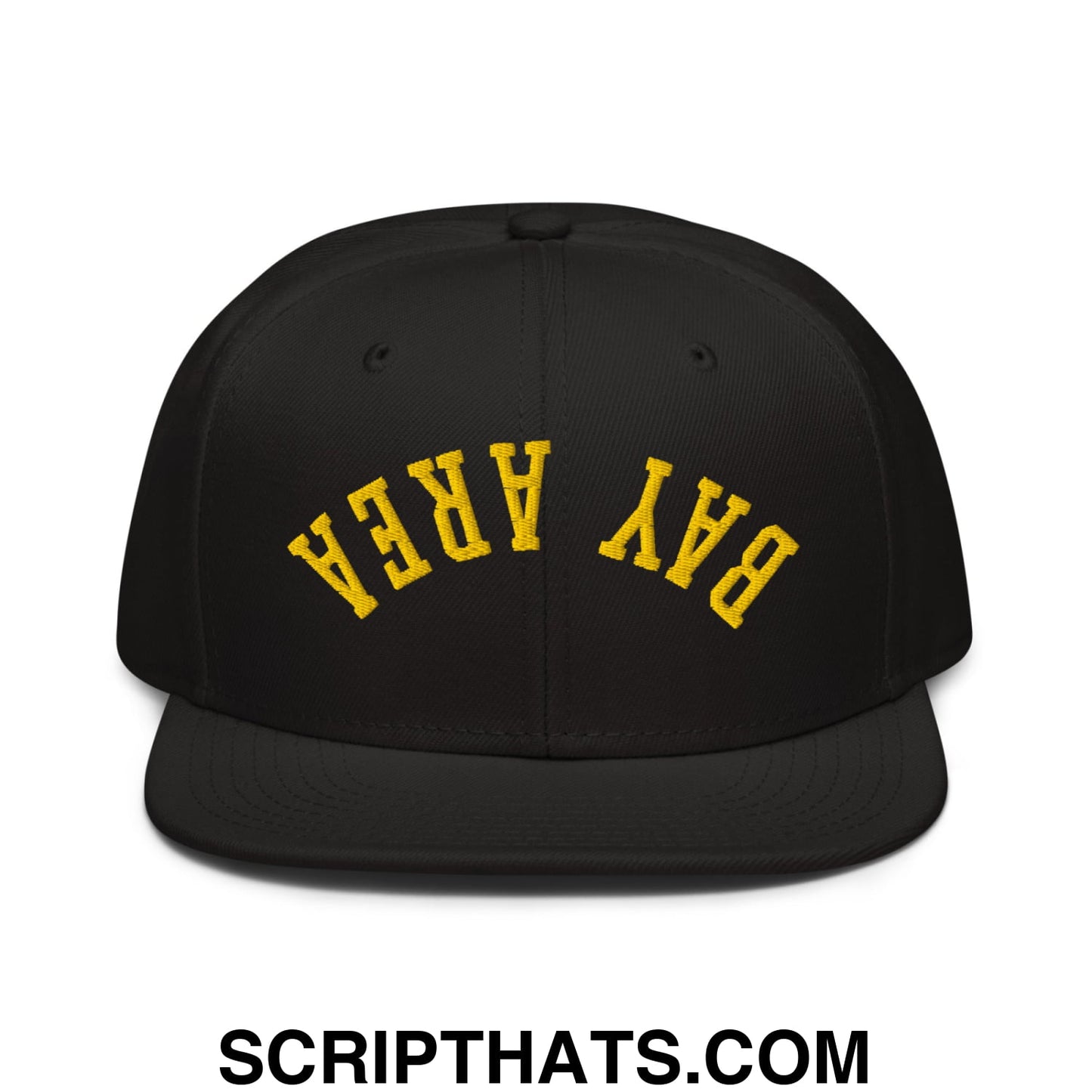 Upside Down Bay Area Basketball Embroidered Flat Brim Bill Snapback Hat Black